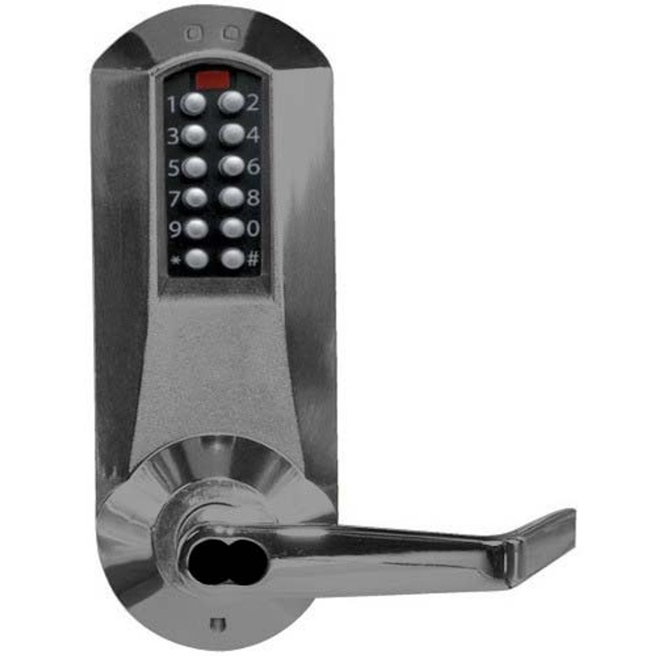 Eplex Pushbutton Lock in Black with Satin Chrome Accents Finish