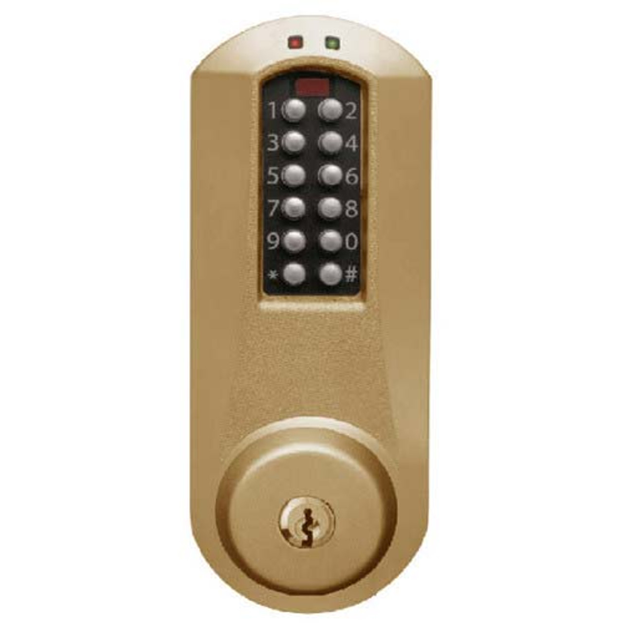 Eplex Pushbutton Lock in Dark Bronze with Brass Accents Finish