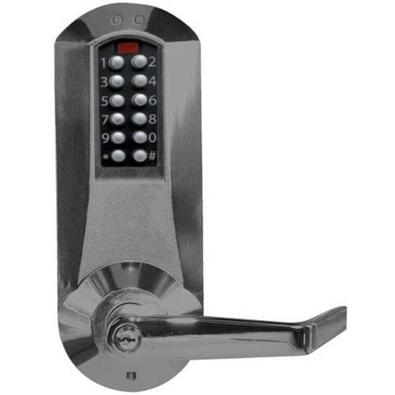 Eplex Pushbutton Lock in Black with Satin Chrome Accents Finish