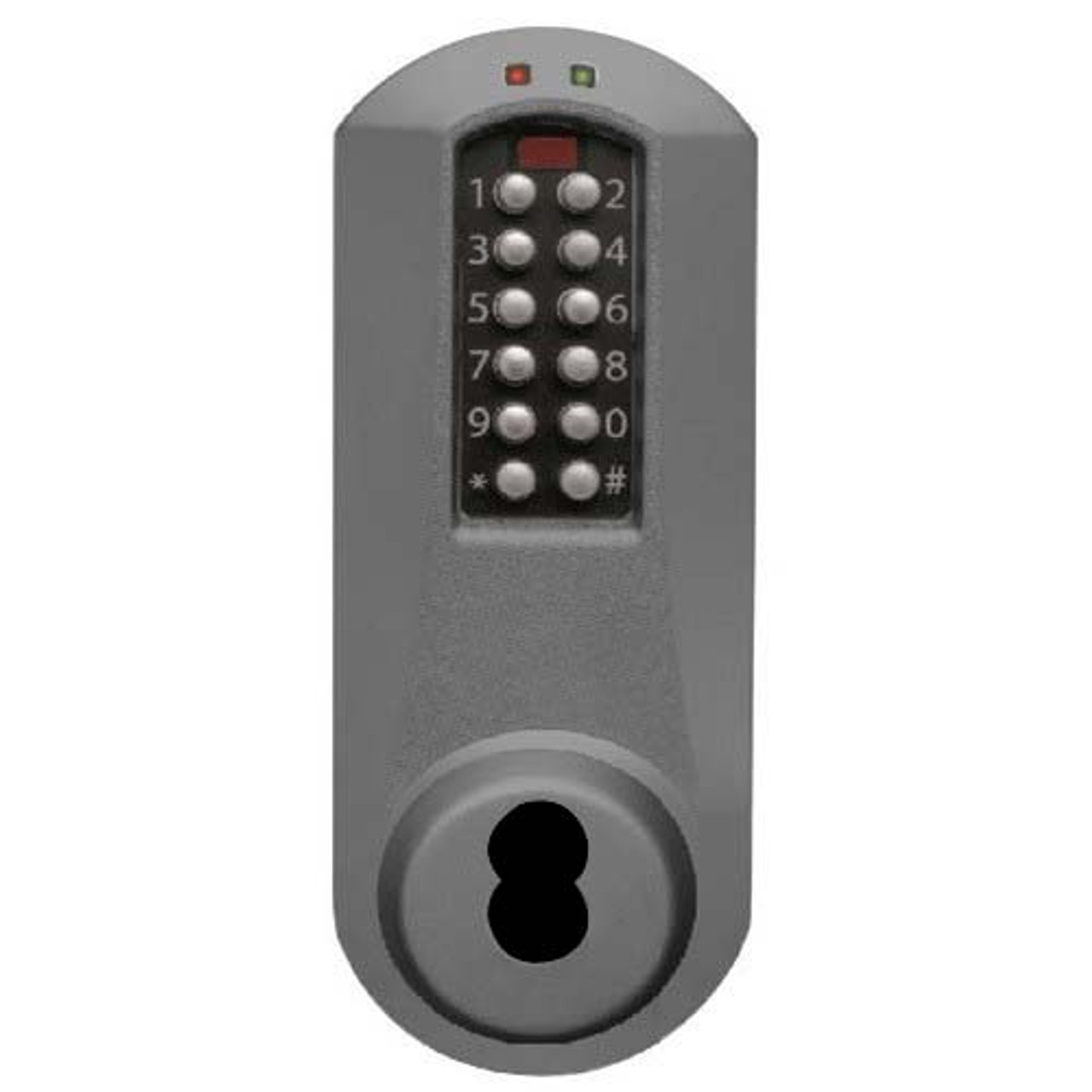 Eplex Pushbutton Lock in Black with Satin Chrome Accents Finish