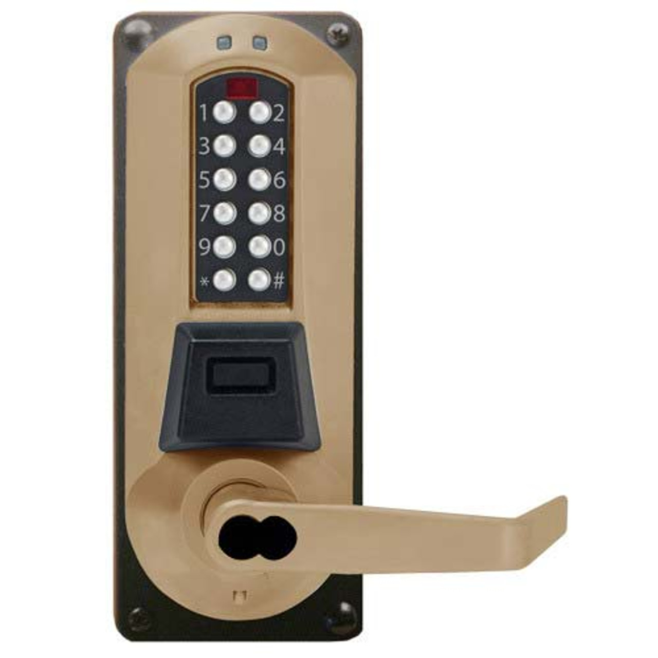 Eplex Pushbutton Lock in Dark Bronze with Brass Accents Finish