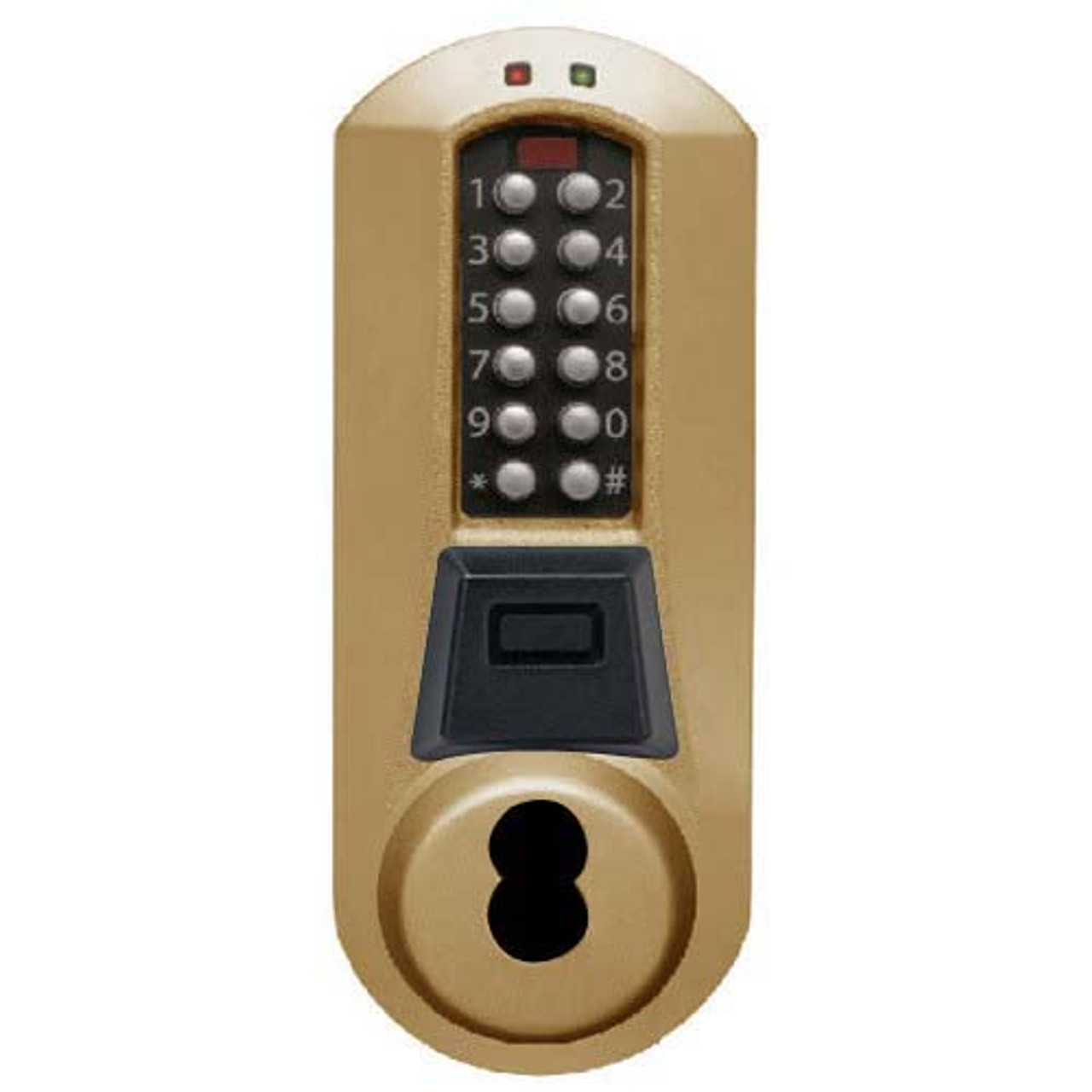 Eplex Pushbutton Lock in Dark Bronze with Brass Accents Finish