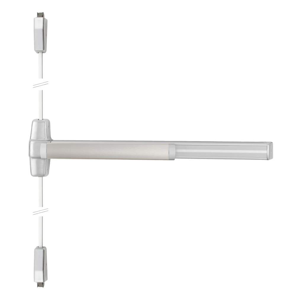 QEL9927NL-F 3 26D Von Duprin 9927 Series Fire-Rated Surface Vertical Rod Exit Device, Nightlatch Function, Quiet Electric Latch Retraction, Less Dogging, 36 in Wide Stile, 84 in Door, Satin Chrome, Field Reversible