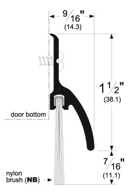 Pemko 345ANB Door Bottom Sweep, 36" Door, Nylon Brush, Mill Aluminum