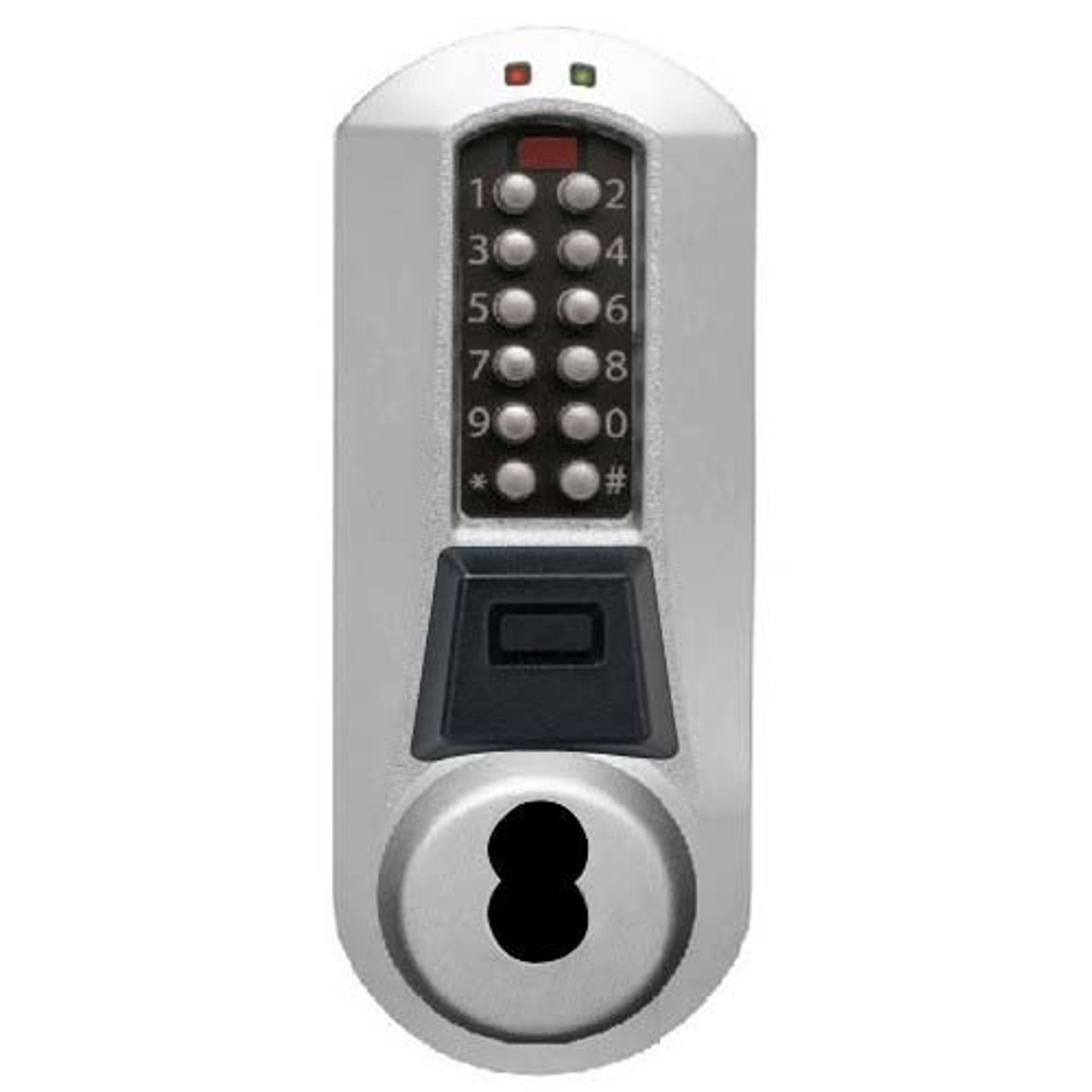 E5752SWK-626-41 Eplex Pushbutton Cylindrical Knob Dual Credential Lock and Schlage Core Override in Satin Chrome E5752SWK-626-41 Eplex Pushbutton Cylindrical Knob Dual Credential Lock and Schlage Core Override in Satin Chrome