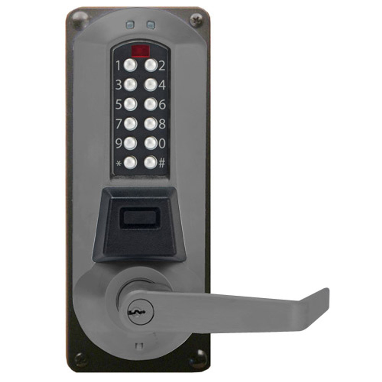 Eplex Pushbutton Lock in Black with Satin Chrome Accents Finish