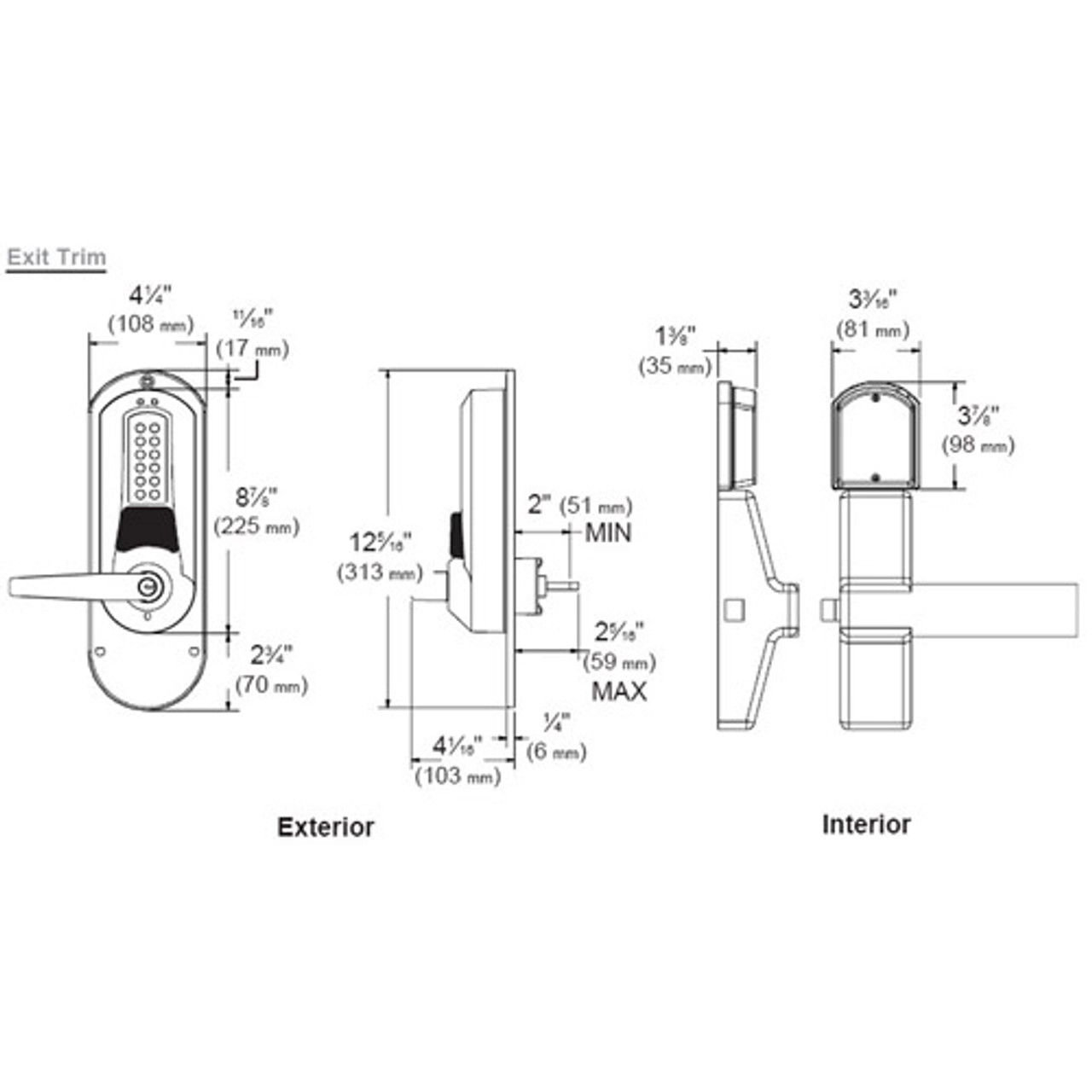 Eplex Pushbutton with Exit Trim