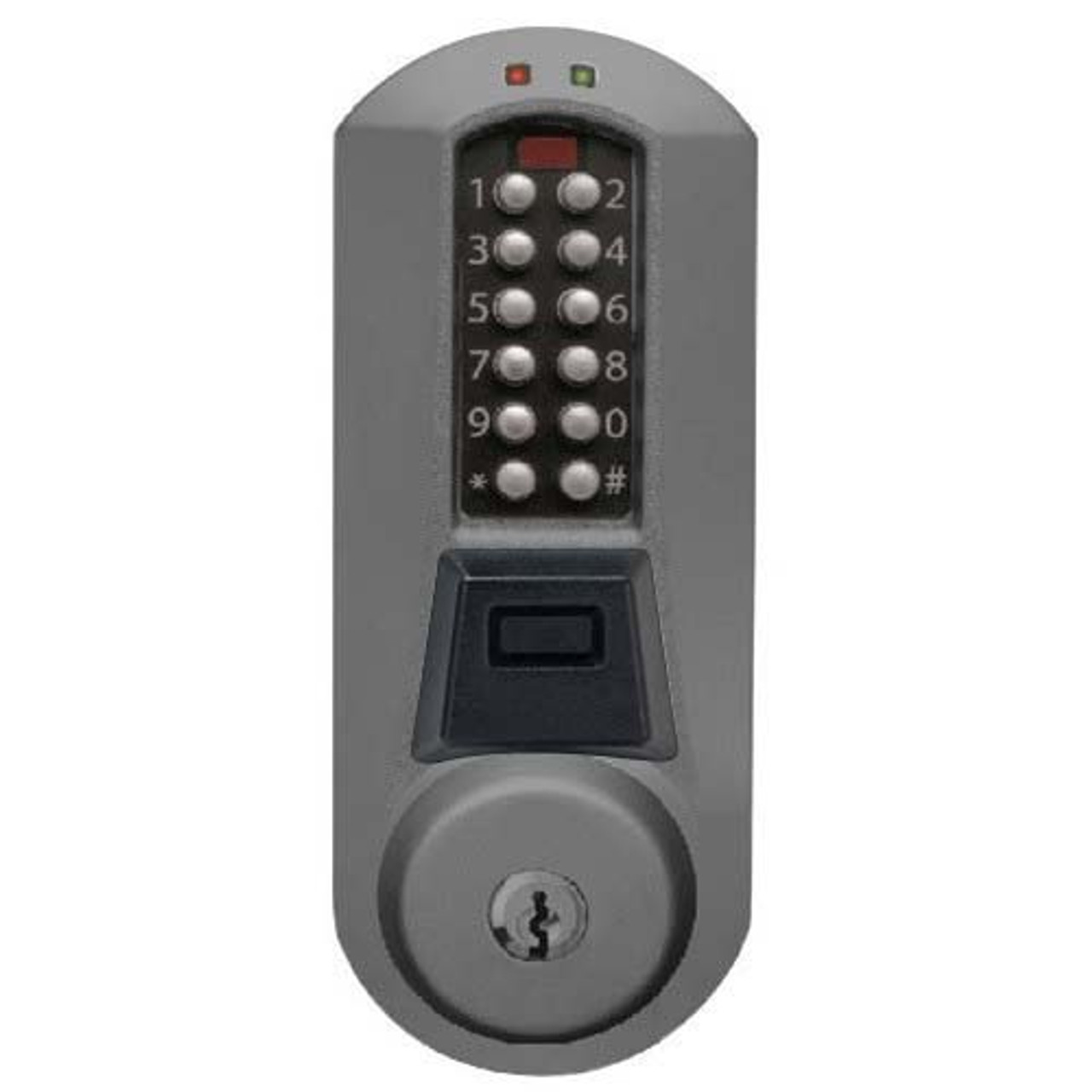 Eplex Pushbutton Lock in Black with Satin Chrome Accents Finish