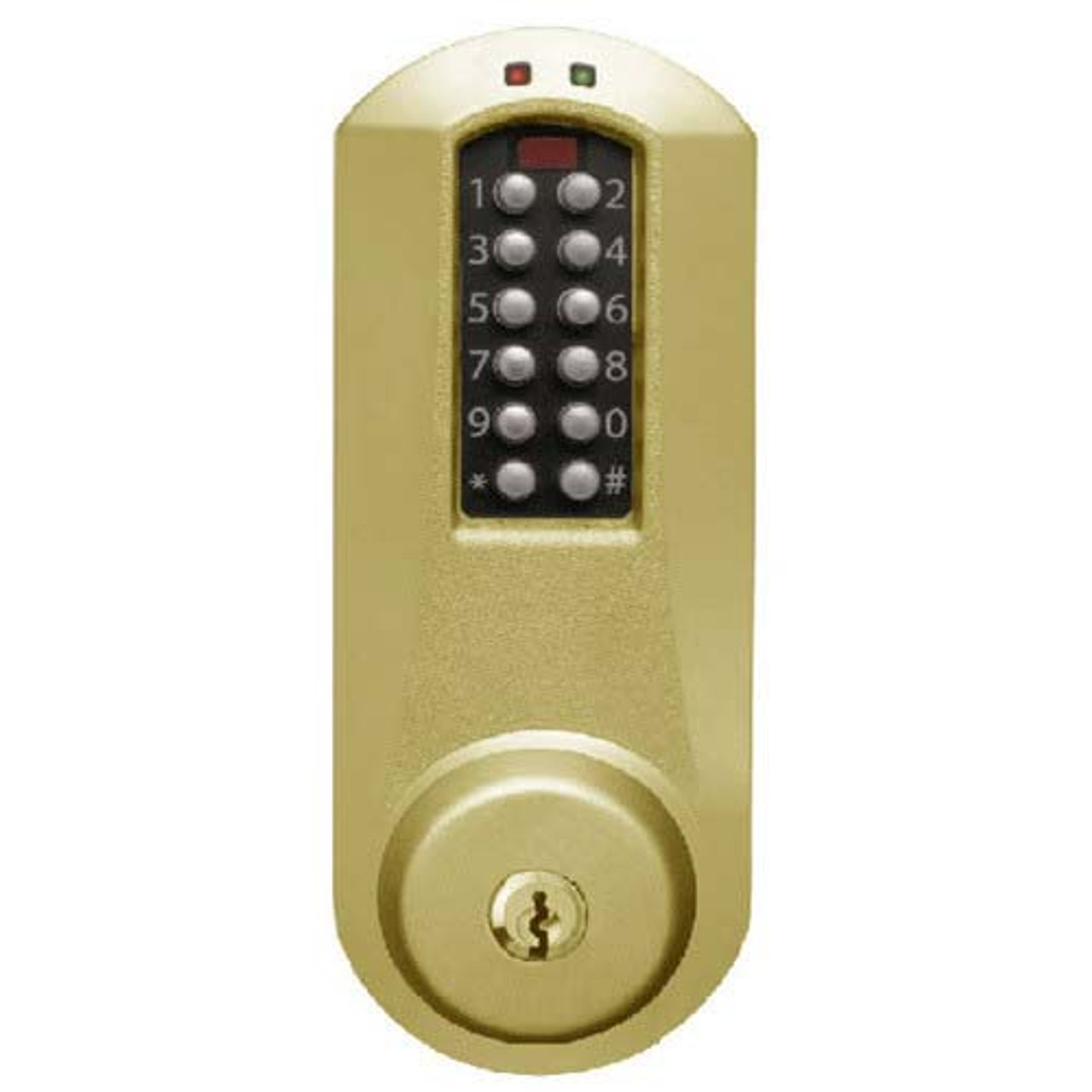 Eplex Pushbutton Lock in Satin Brass Finish Eplex Pushbutton Lock in Satin Brass Finish