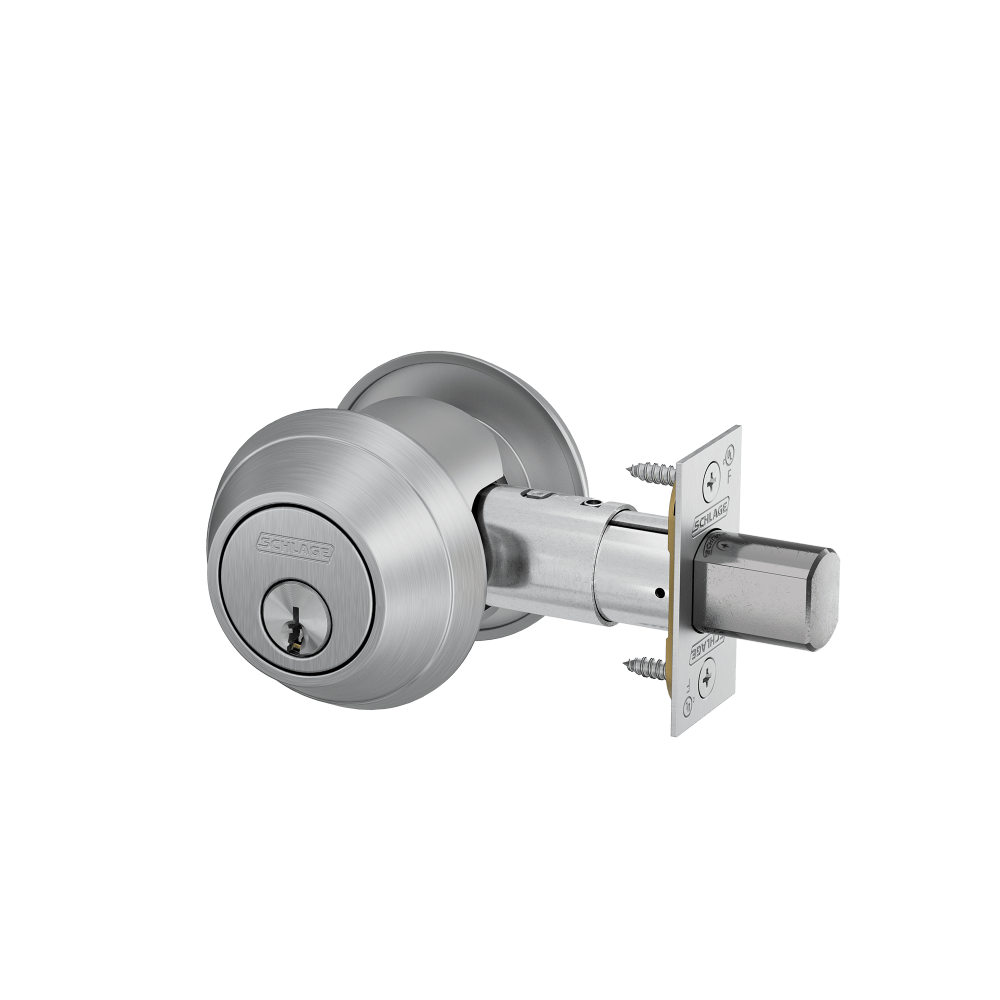 B662P-626 Schlage B600 Tubular DeadBolt Double Cylinder with Inside and Outside Trim in Satin Chromium Plated