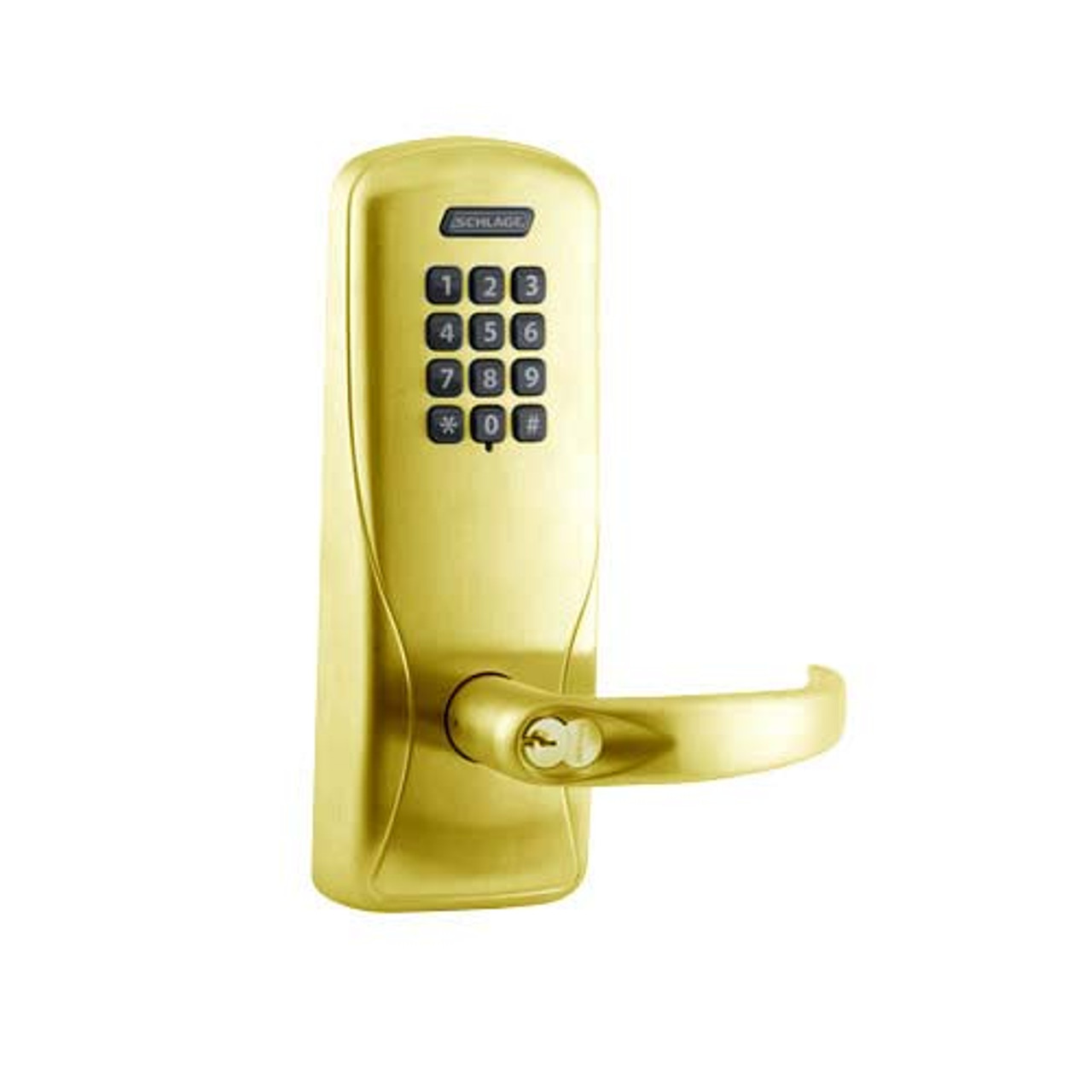 CO100-MS-70-KP-SPA-RD-606 Schlage Standalone Mortise Electronic Keypad locks in Satin Brass