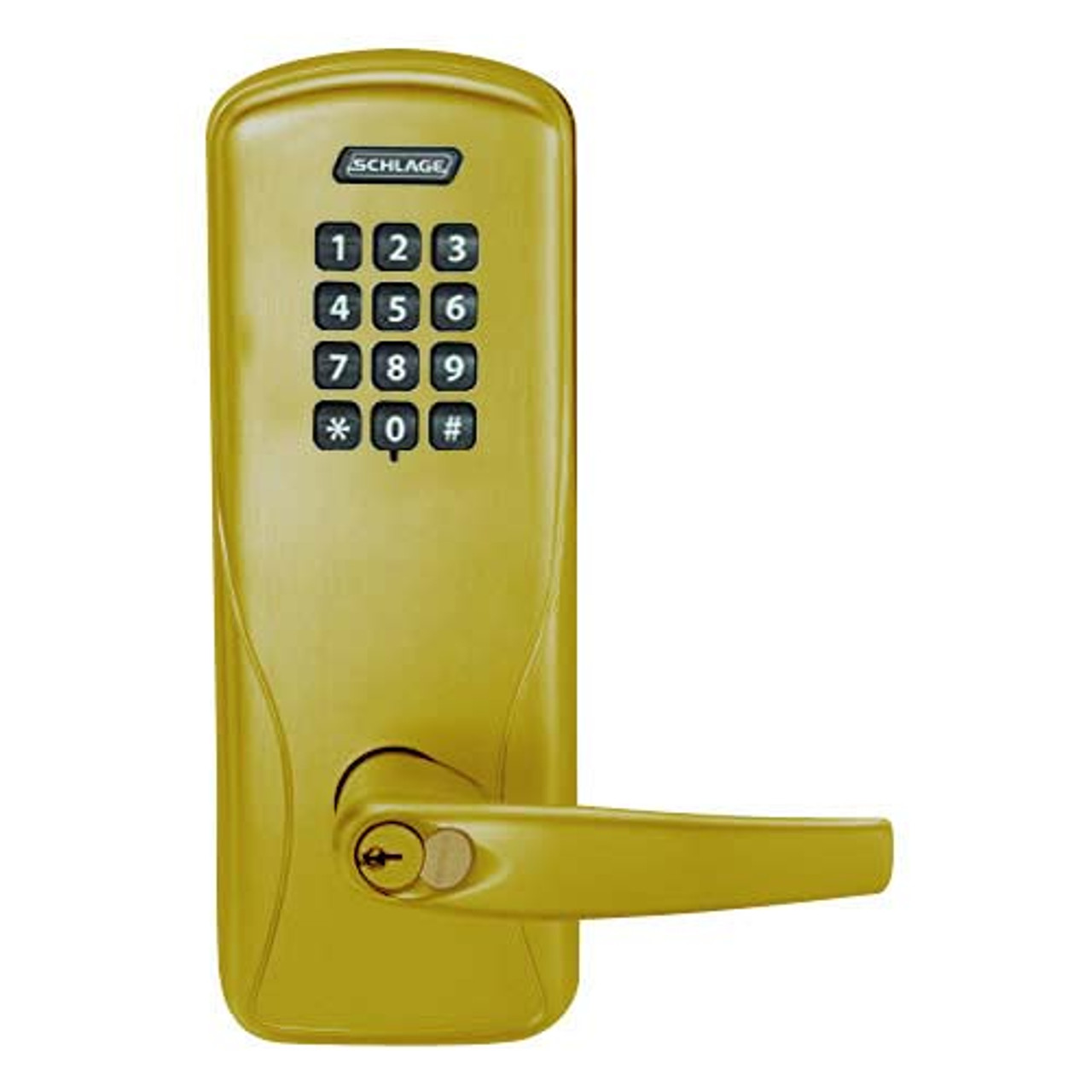 CO100-MS-70-KP-ATH-GD-29R-606 Schlage Standalone Mortise Electronic Keypad locks in Satin Brass