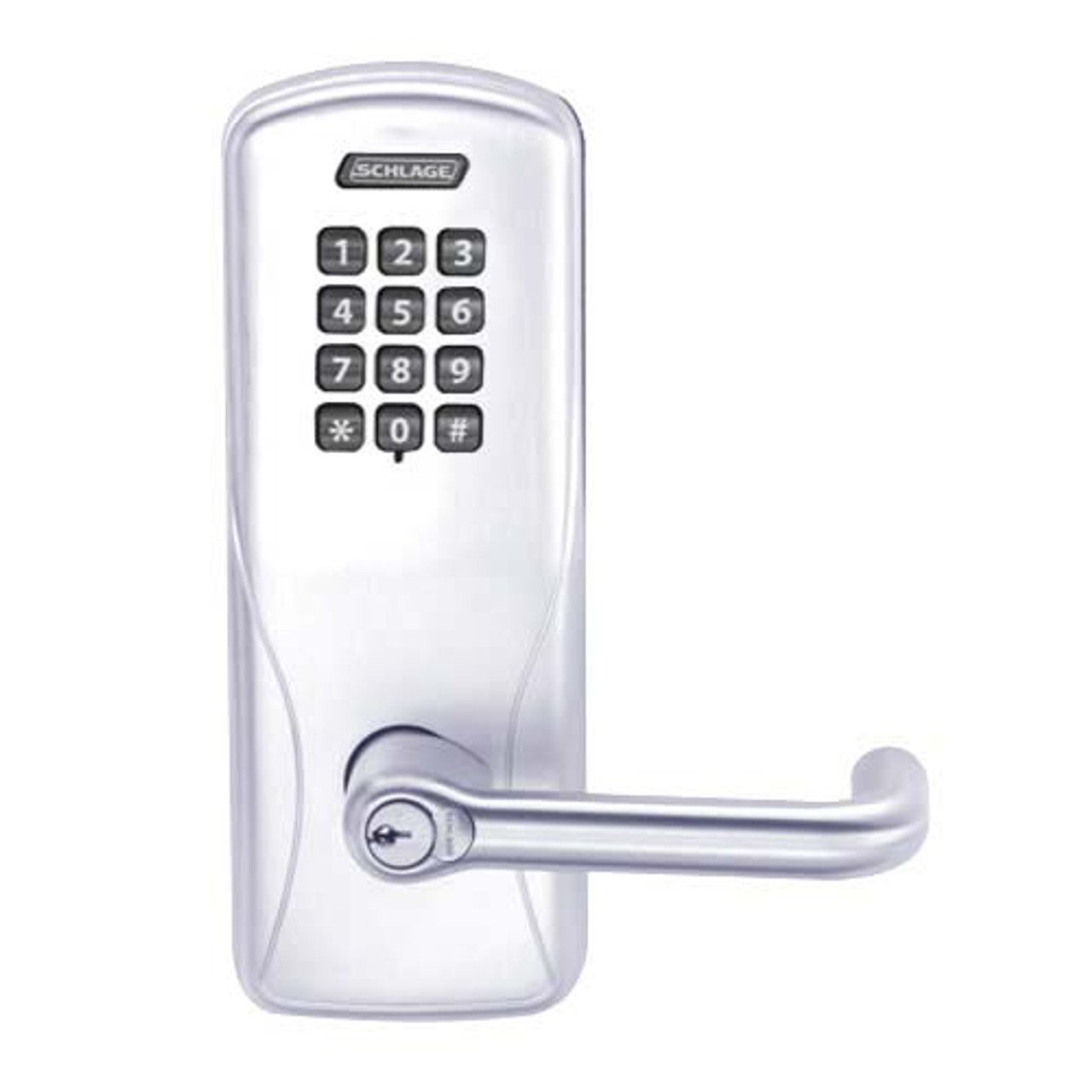 CO100-MS-70-KP-TLR-RD-625 Schlage Standalone Mortise Electronic Keypad locks in Bright Chrome