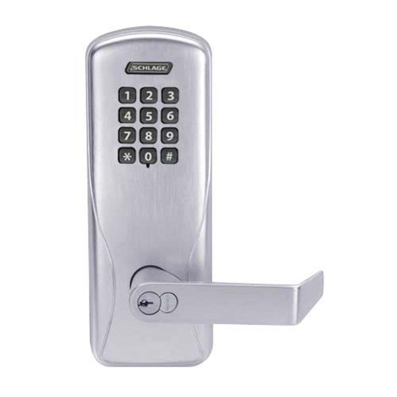 CO100-MS-50-KP-RHO-GD-29R-626 Schlage Standalone Mortise Electronic Keypad locks in Satin Chrome