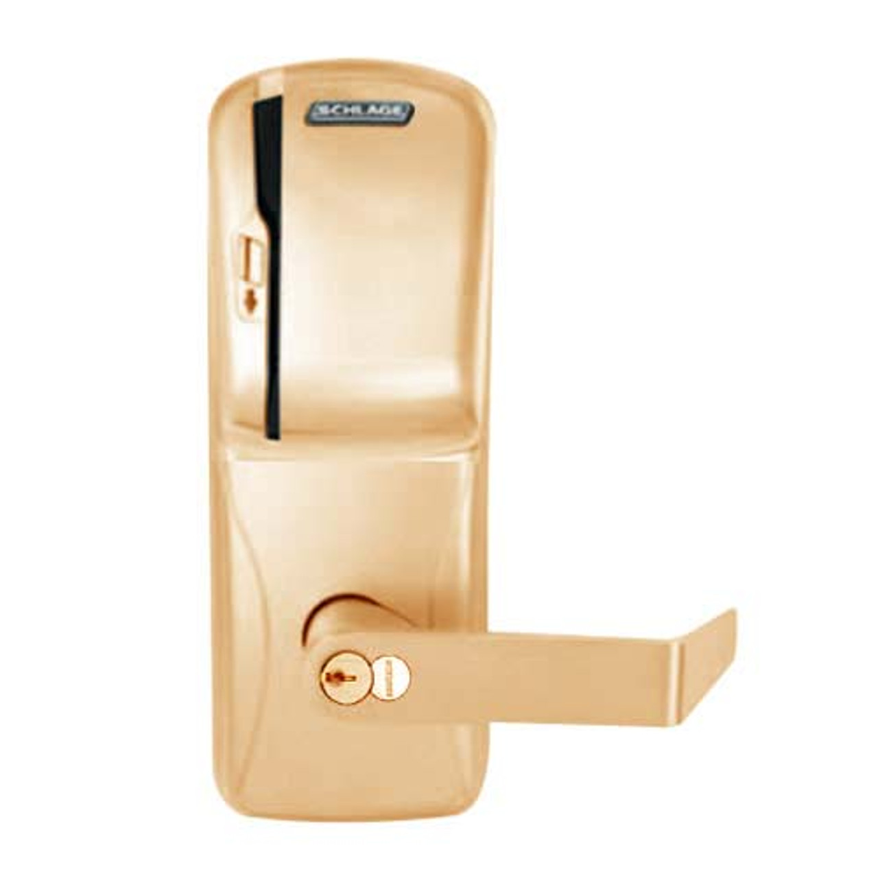 CO200-CY-70-MS-RHO-RD-612 Schlage Standalone Cylindrical Electronic Magnetic Stripe Reader Locks in Satin Bronze
