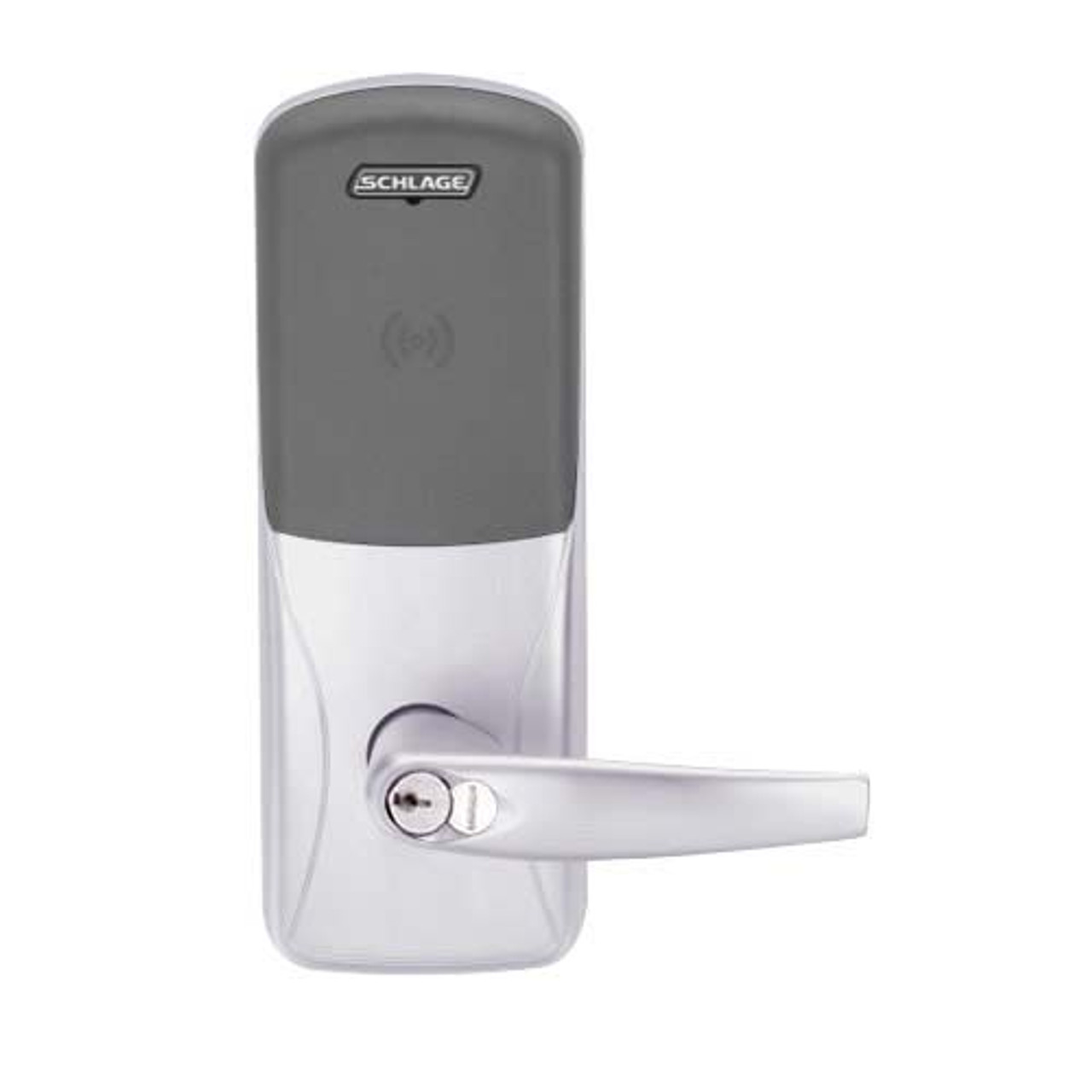 CO200-CY-70-PR-ATH-RD-626 Schlage Standalone Cylindrical Electronic Magnetic Stripe Reader Locks in Satin Chrome