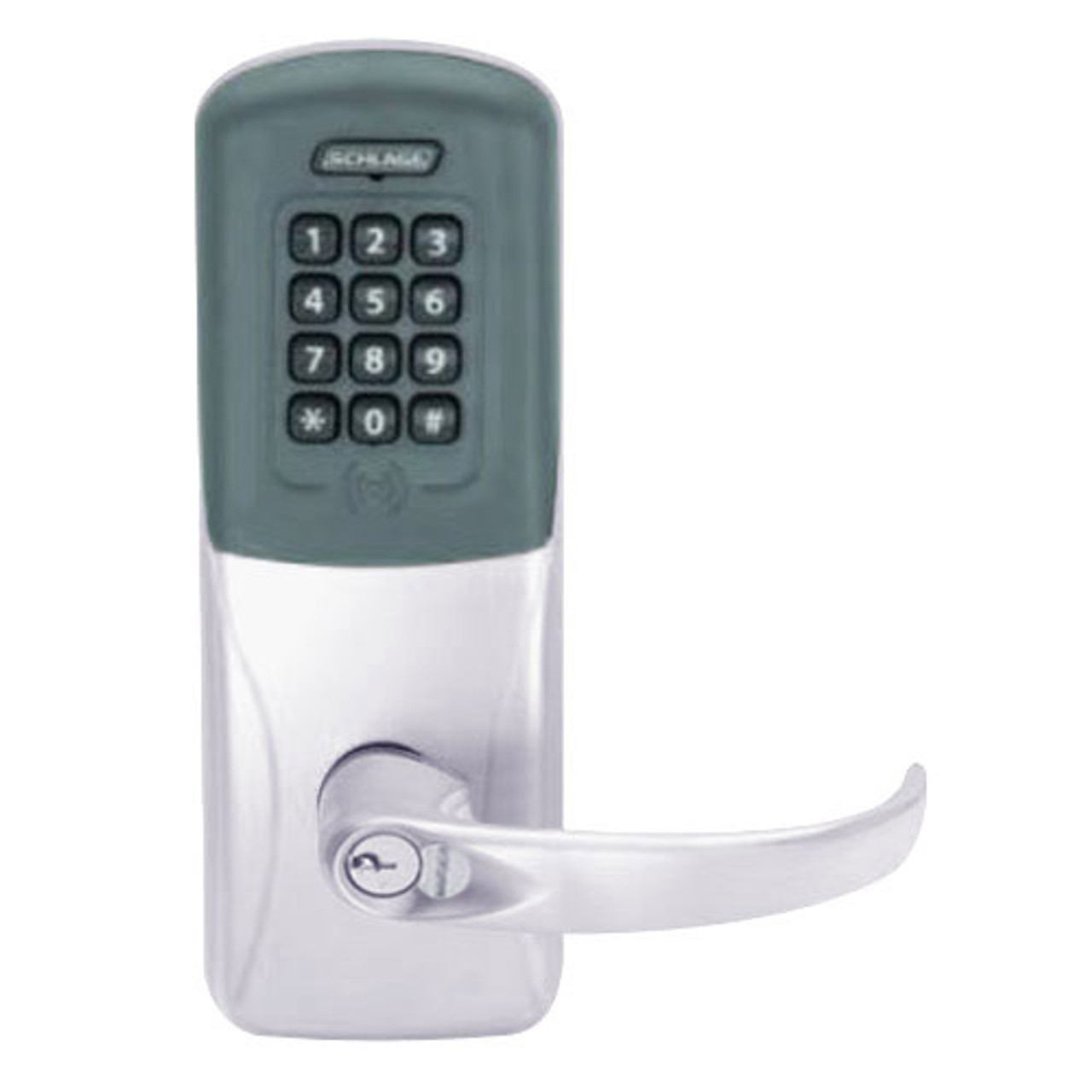 CO200-CY-70-PRK-SPA-RD-626 Schlage Standalone Cylindrical Electronic Proximity with Keypad Locks in Satin Chrome