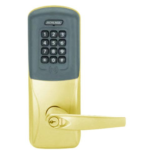 CO200-CY-50-PRK-ATH-RD-605 Schlage Standalone Cylindrical Electronic Proximity with Keypad Locks in Bright Brass