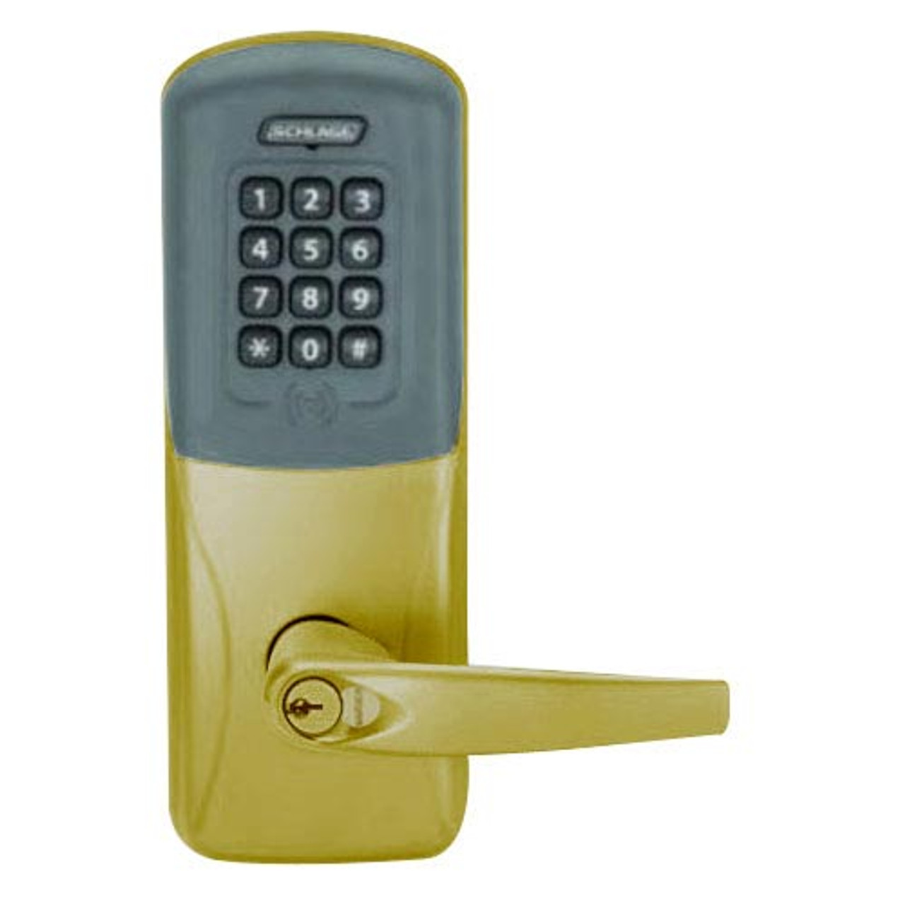 CO200-CY-50-PRK-ATH-GD-29R-606 Schlage Standalone Cylindrical Electronic Proximity with Keypad Locks in Satin Brass