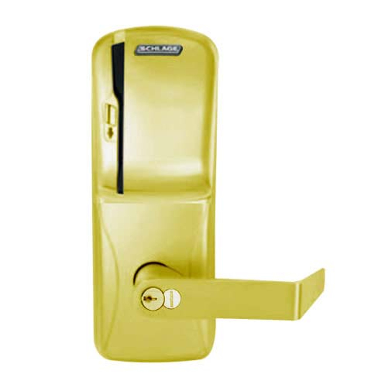 CO200-MS-70-MS-RHO-GD-29R-605 Mortise Electronic Swipe Locks in Bright Brass
