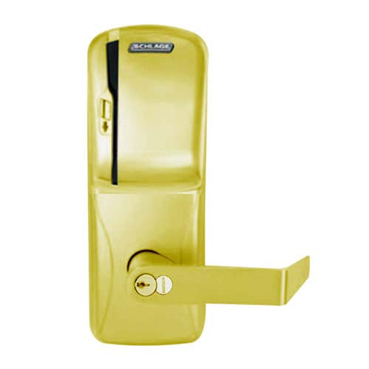 CO200-MS-50-MS-RHO-RD-605 Mortise Electronic Swipe Locks in Bright Brass