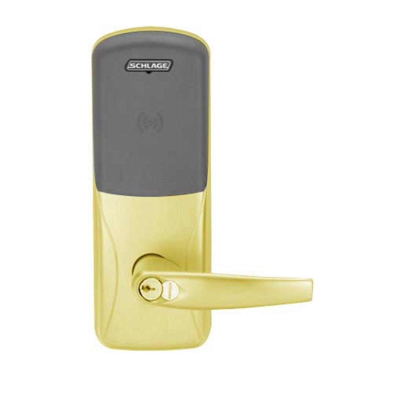 CO200-MS-70-PR-ATH-GD-29R-605 Mortise Electronic Proximity Locks in Bright Brass