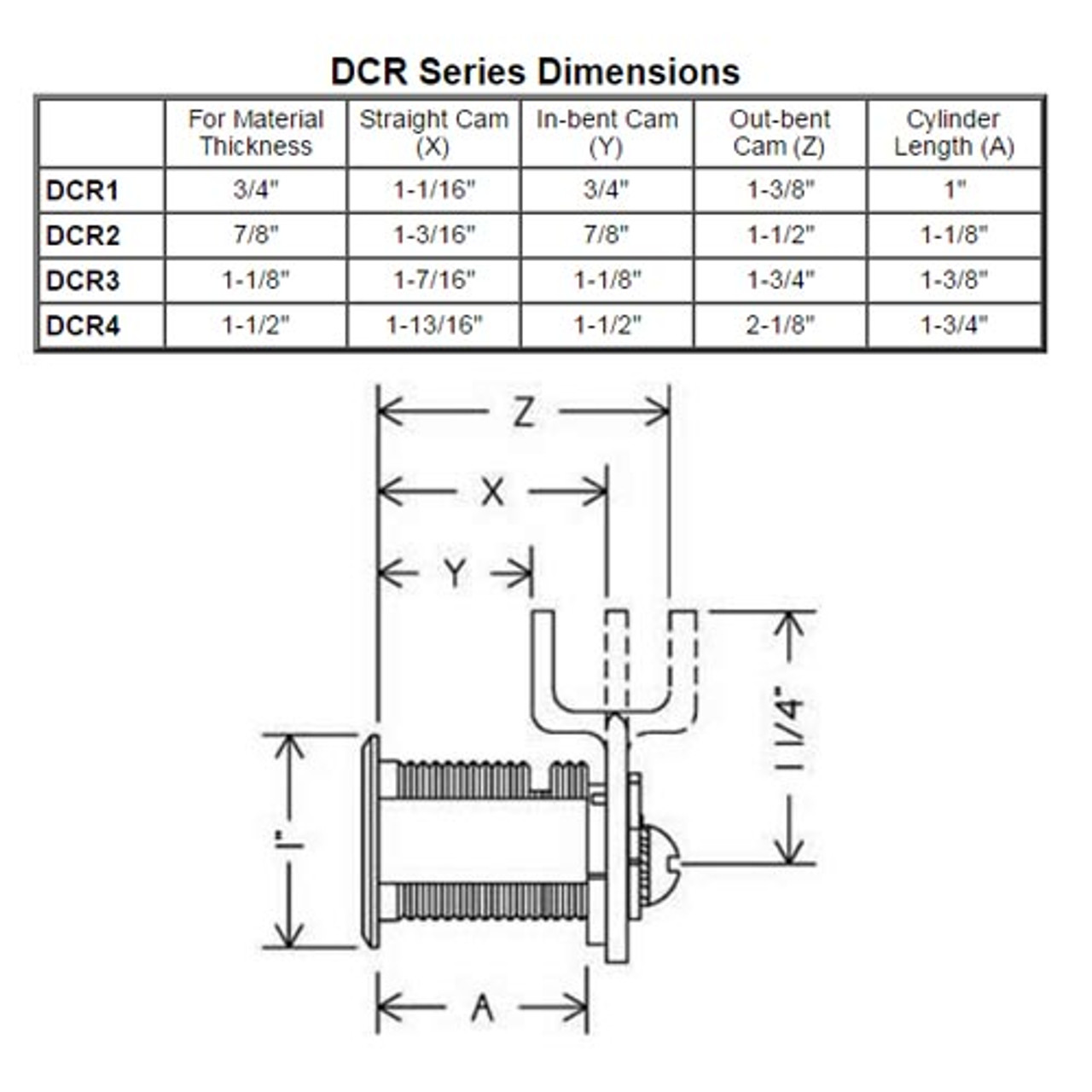 Olympus DCR2-KA4T2-US3 R Series Keyed Alike Reversible Cam Lock in Bright Brass