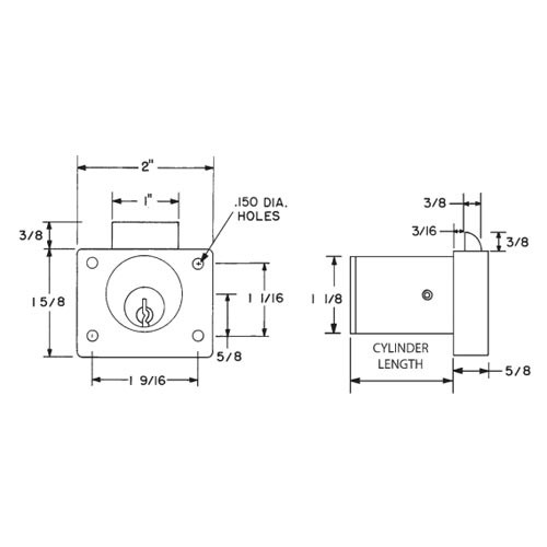 Olympus L78V-VH-KA101-US3-1-3/8 Vertical Handing Drawer Latch Cabinet Lock in Bright Brass