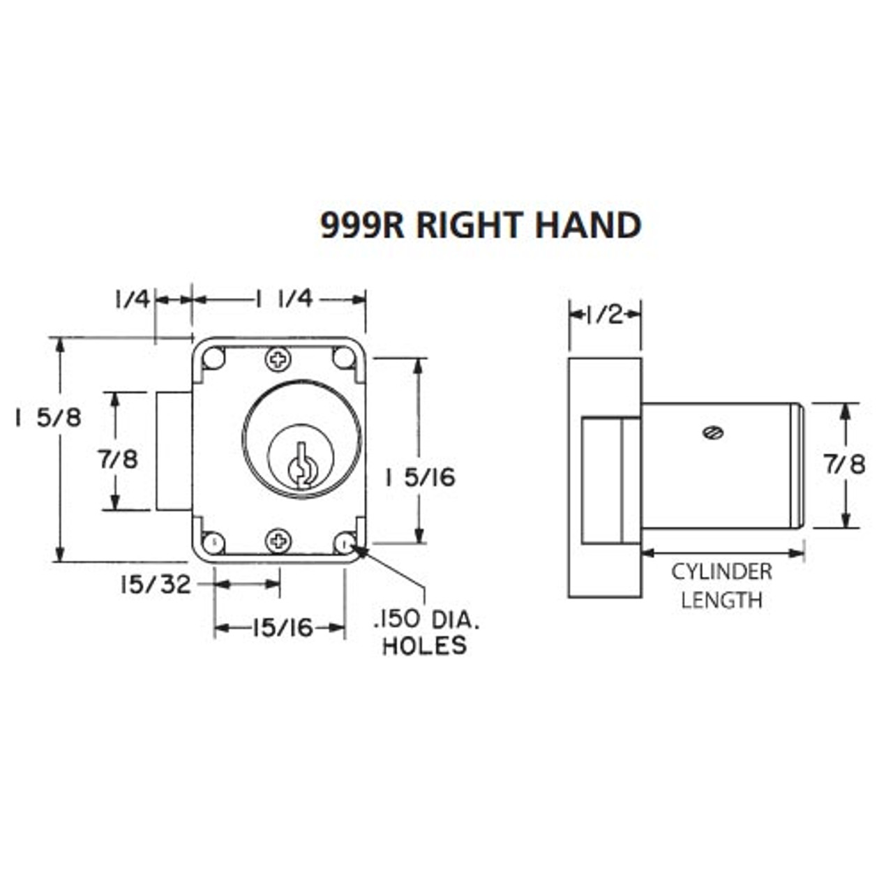 Olympus 999R-RH-KA103-US4-7/8 N Series Right Handing Cabinet Door Latch Lock in Satin Brass