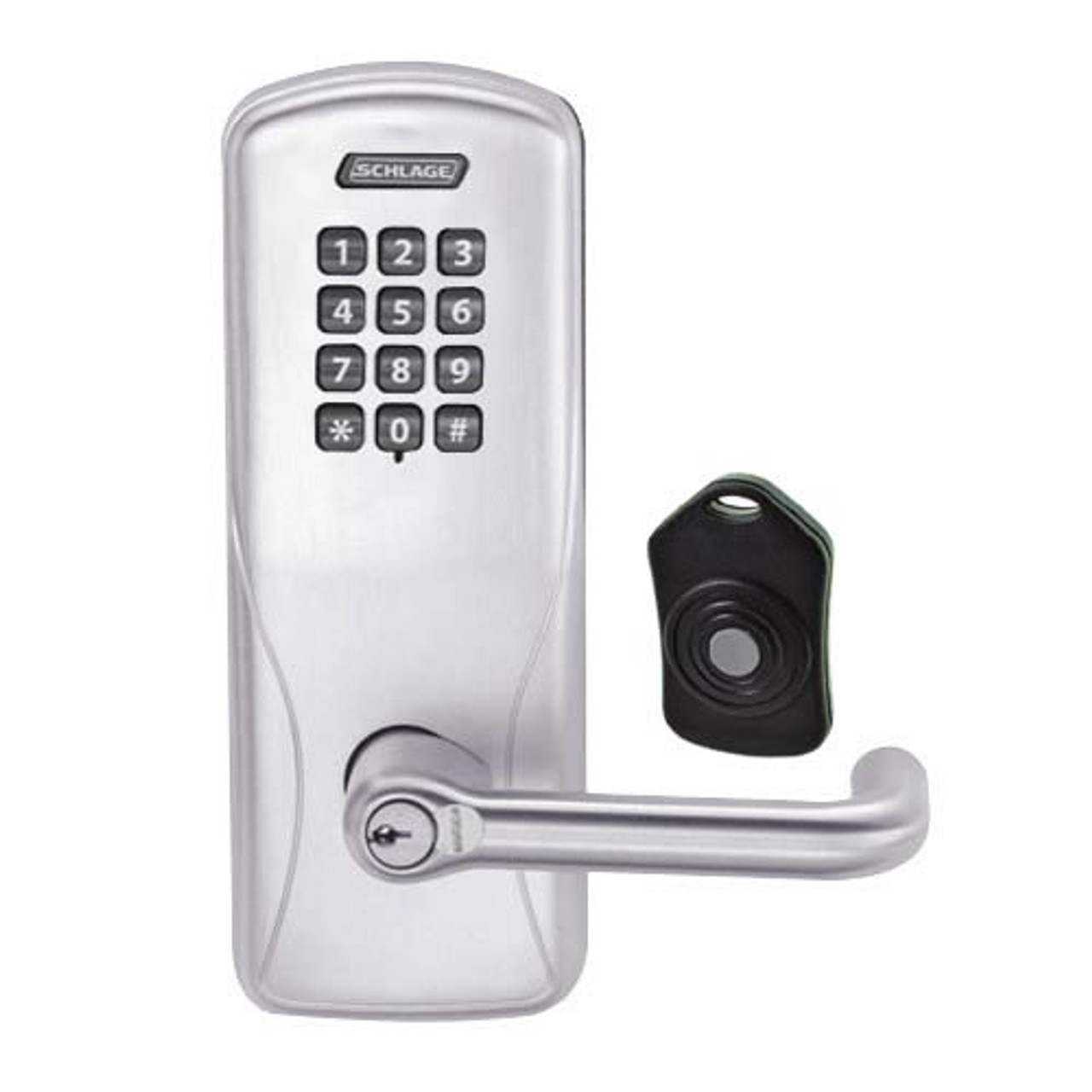 CO220-CY-75-KP-TLR-RD-626 Schlage Standalone Classroom Lockdown Solution Cylindrical Keypad locks in Satin Chrome