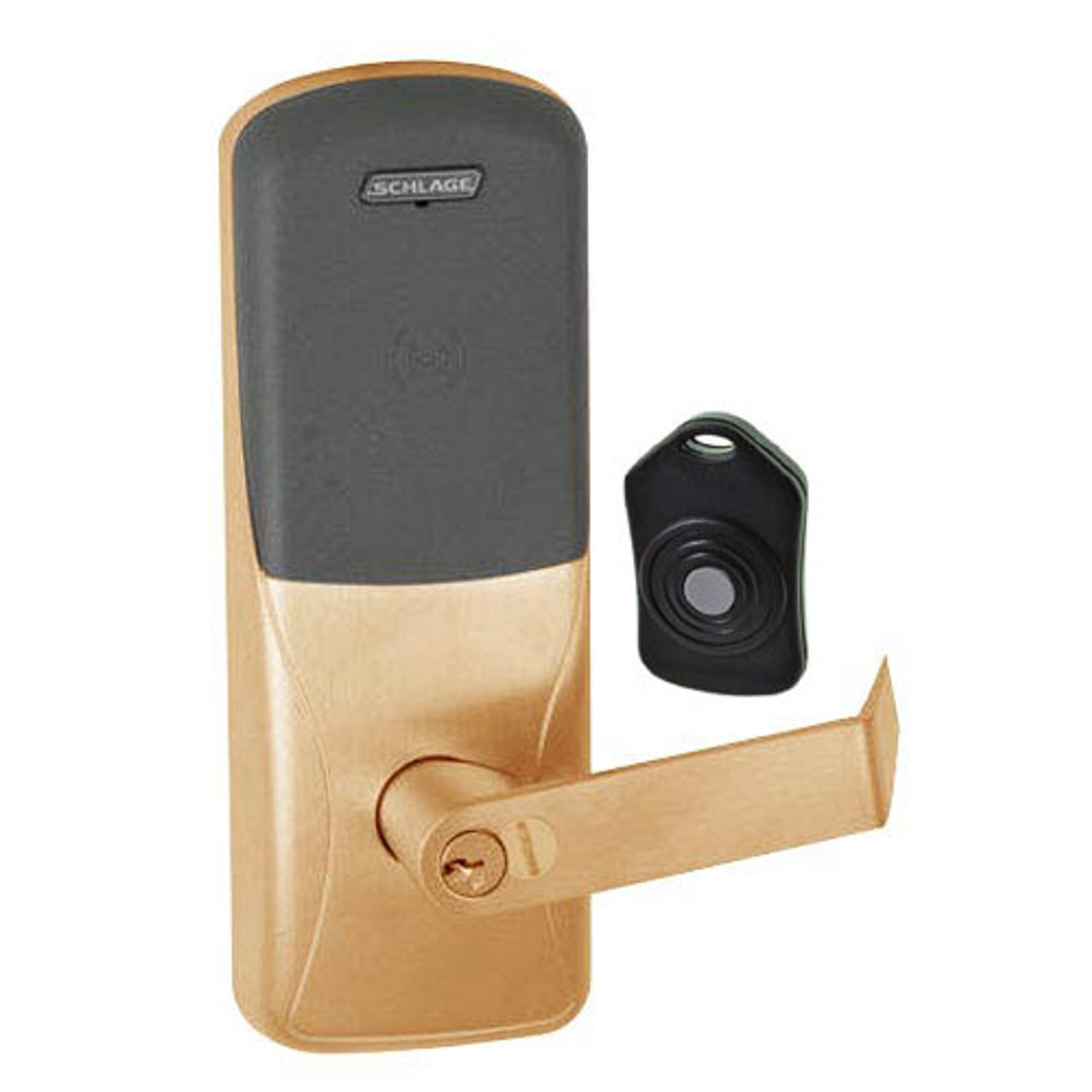 CO220-CY-75-PR-RHO-RD-612 Schlage Standalone Classroom Lockdown Solution Cylindrical Proximity locks in Satin Bronze