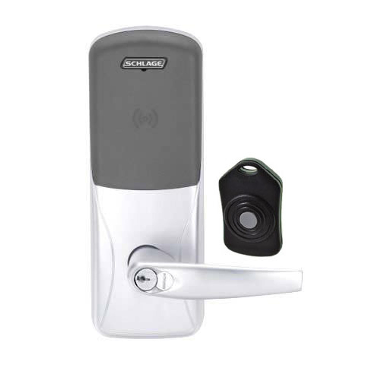 CO220-CY-75-PR-ATH-RD-625 Schlage Standalone Classroom Lockdown Solution Cylindrical Proximity locks in Bright Chrome