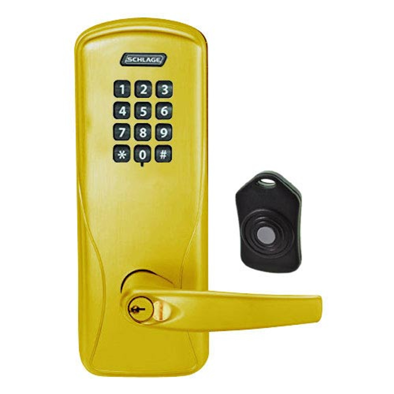 CO220-MS-75-KP-ATH-RD-605 Schlage Standalone Classroom Lockdown Solution Mortise Keypad locks in Bright Brass