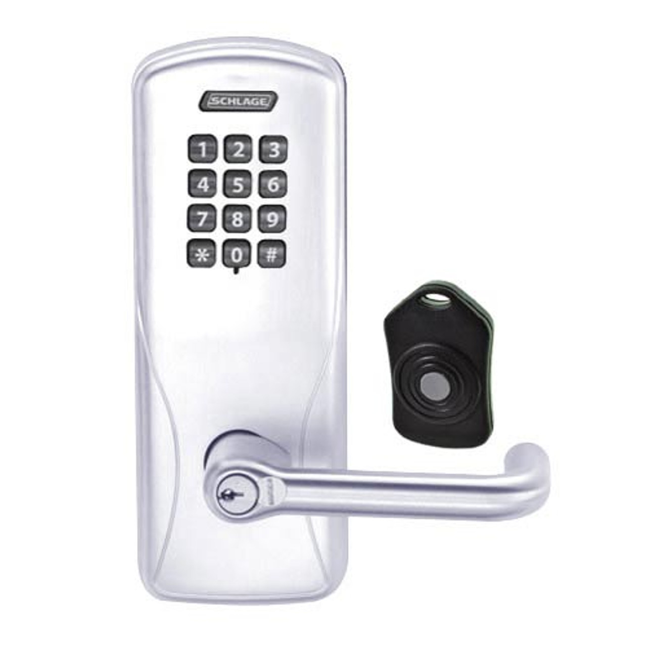 CO220-MS-75-KP-TLR-RD-625 Schlage Standalone Classroom Lockdown Solution Mortise Keypad locks in Bright Chrome