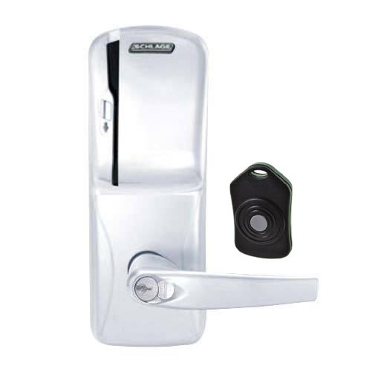 CO220-MS-75-MS-ATH-RD-625 Schlage Standalone Classroom Lockdown Solution Mortise Swipe locks in Bright Chrome