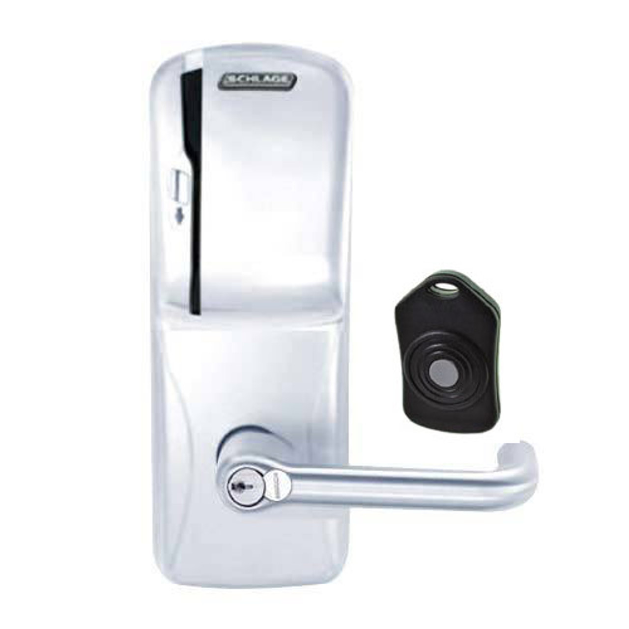 CO220-MS-75-MS-TLR-RD-625 Schlage Standalone Classroom Lockdown Solution Mortise Swipe locks in Bright Chrome