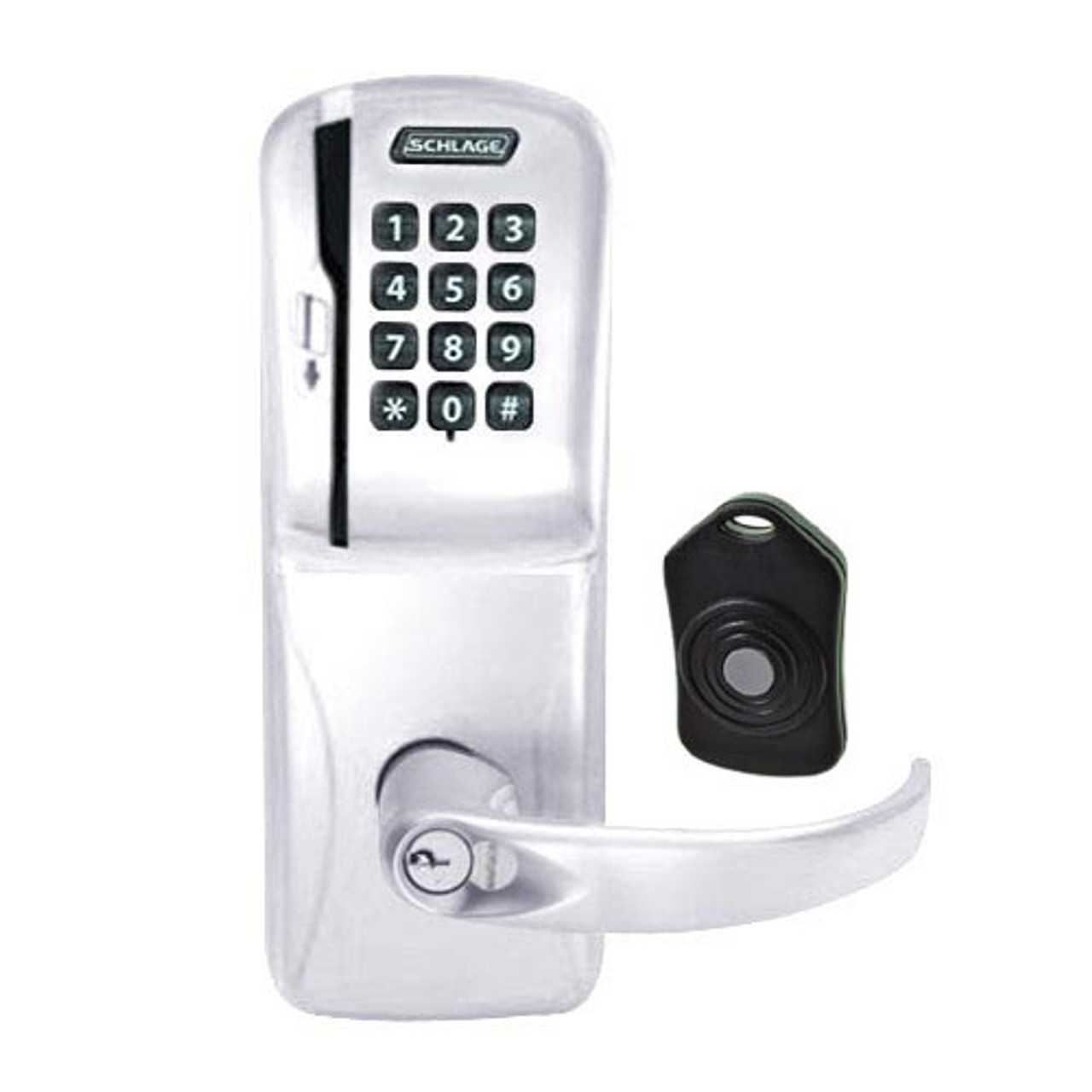 CO220-MS-75-MSK-SPA-RD-625 Schlage Standalone Classroom Lockdown Solution Mortise Swipe Keypad Lock with in Bright Chrome