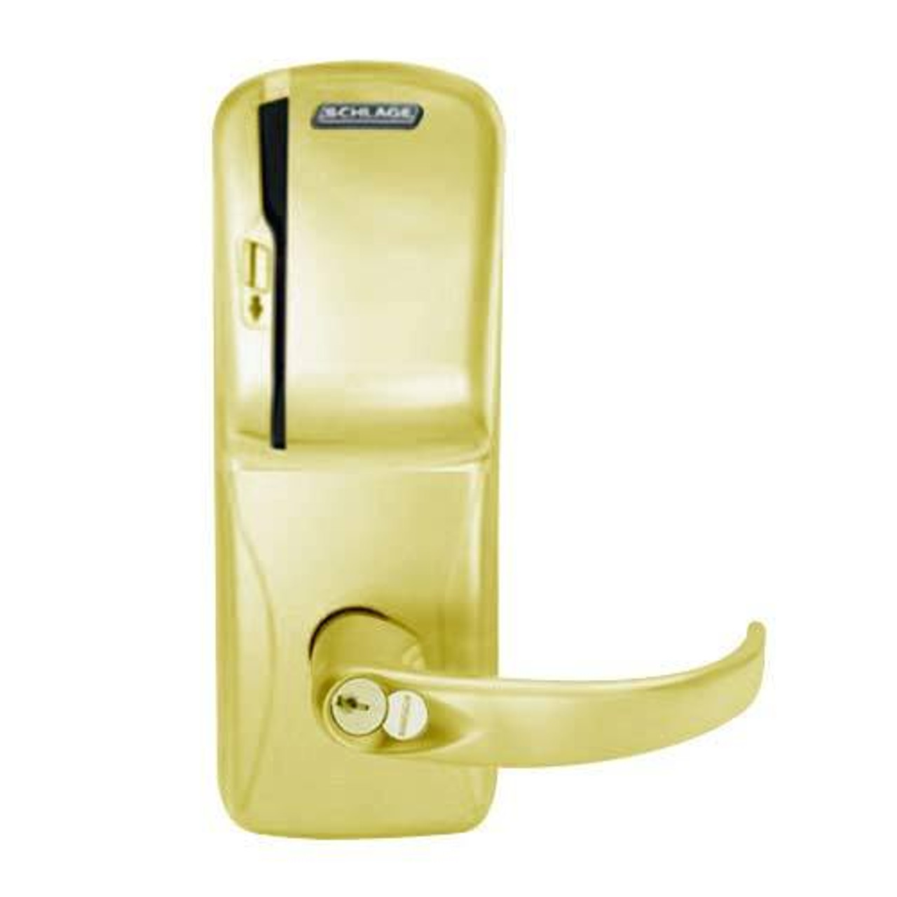 CO250-MS-70-MS-SPA-RD-605 Schlage Classroom/Storeroom Rights on Magnetic Stripe Mortise Locks in Bright Brass