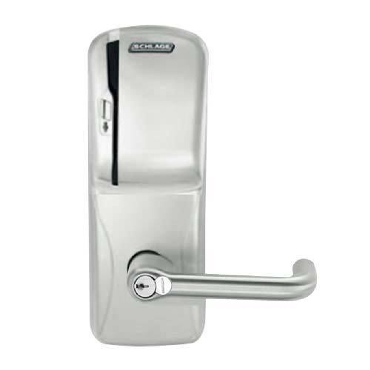 CO250-MS-70-MS-TLR-RD-619 Schlage Classroom/Storeroom Rights on Magnetic Stripe Mortise Locks in Satin Nickel