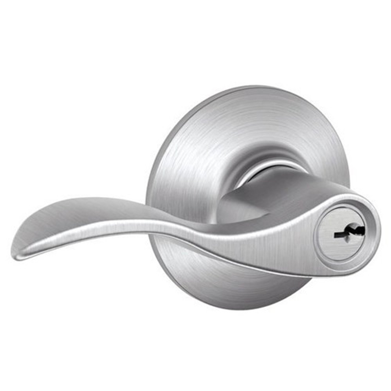 F51A-ACC-626 Schlage F Series - Accent Lever style with Keyed Entrance Lock Function in Satin Chrome