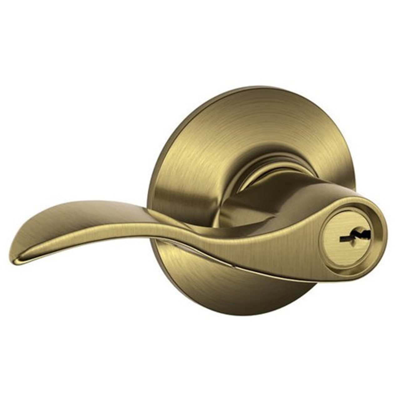 F80-ACC-LH-609 Schlage F Series - Accent Lever style with Storeroom Lock Function in Antique Brass