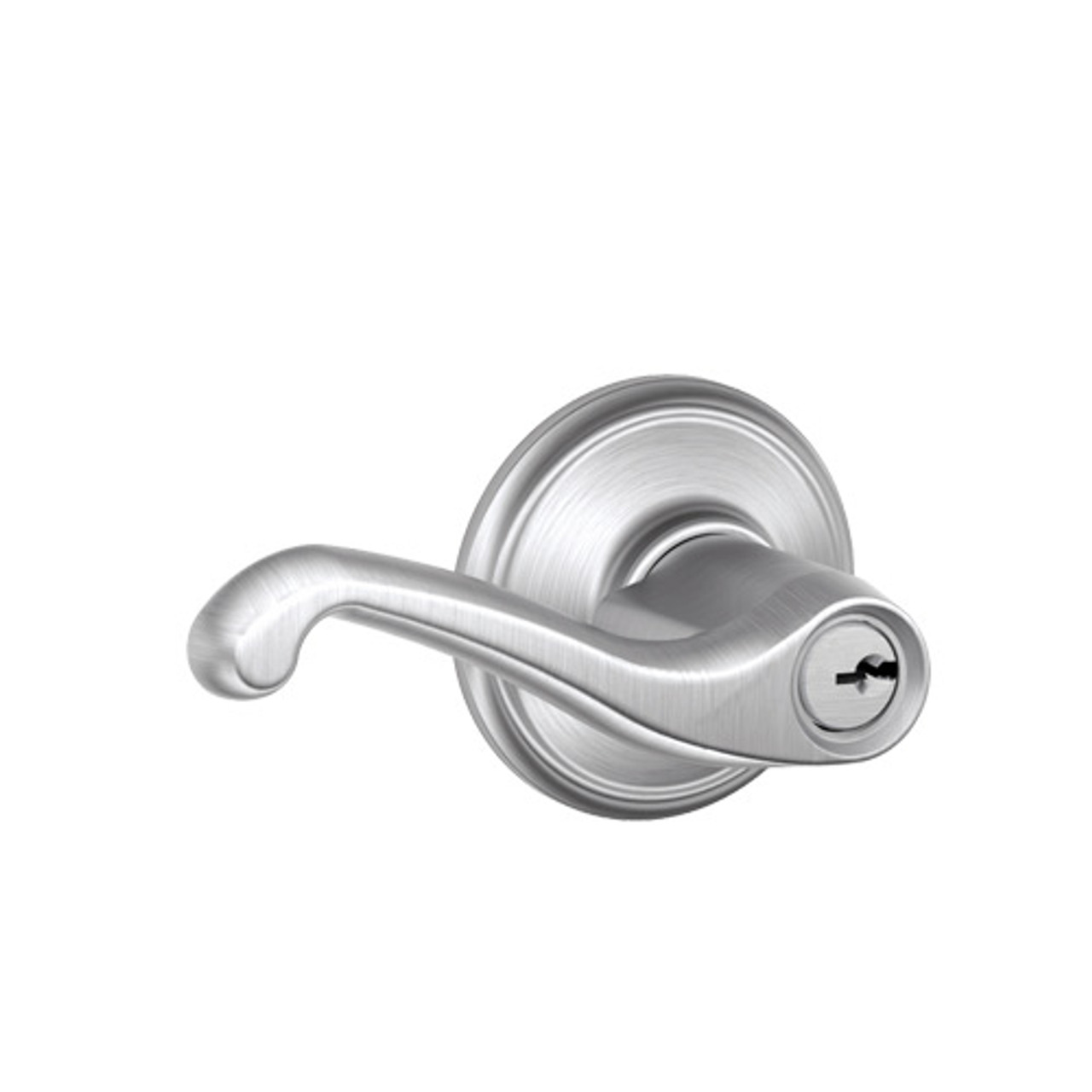 F80-FLA-LH-626 Schlage F Series - Flair Lever style with Storeroom Lock Function in Satin Chrome