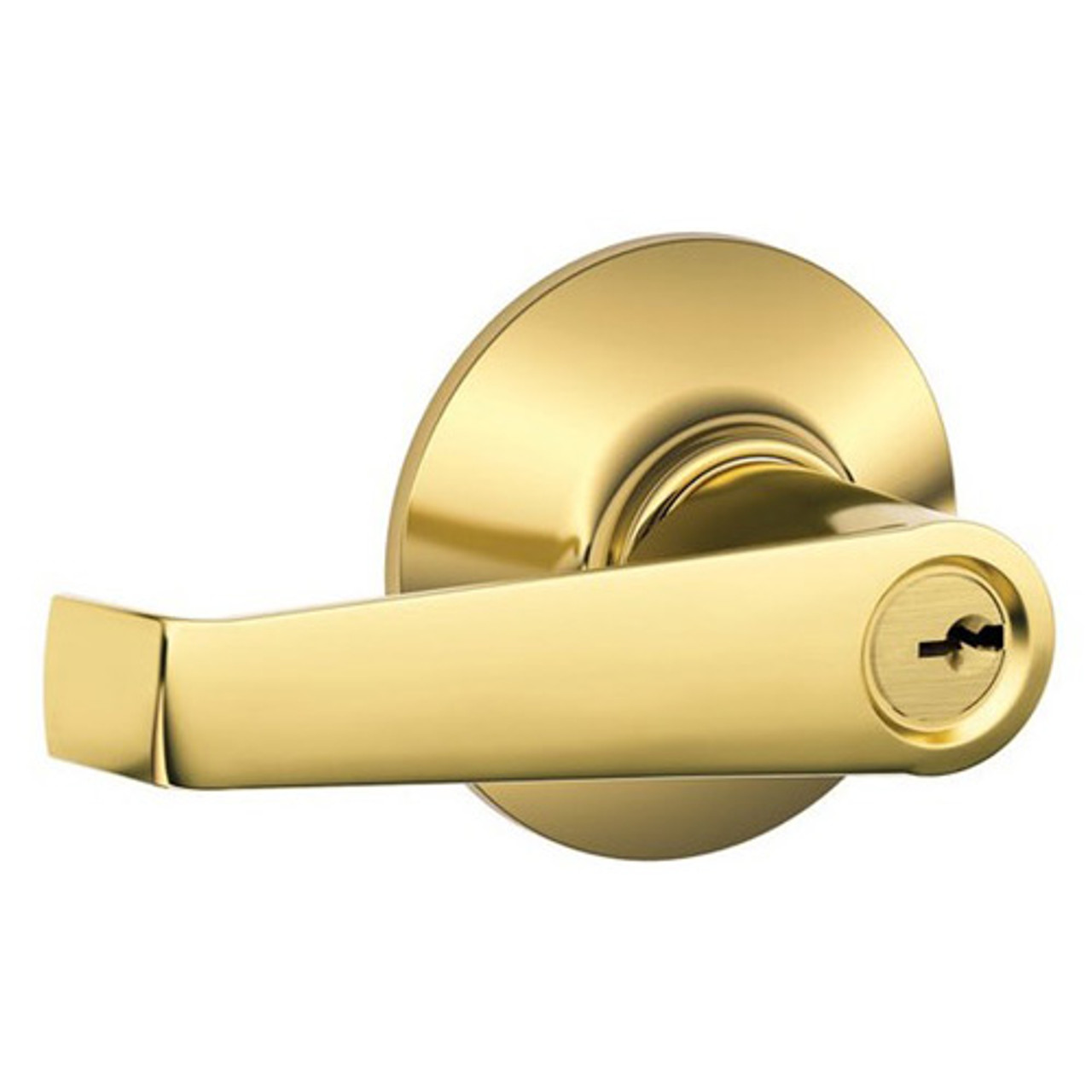 F51A-ELA-605 Schlage F Series - Elan Lever style with Keyed Entrance Lock Function in Bright Brass