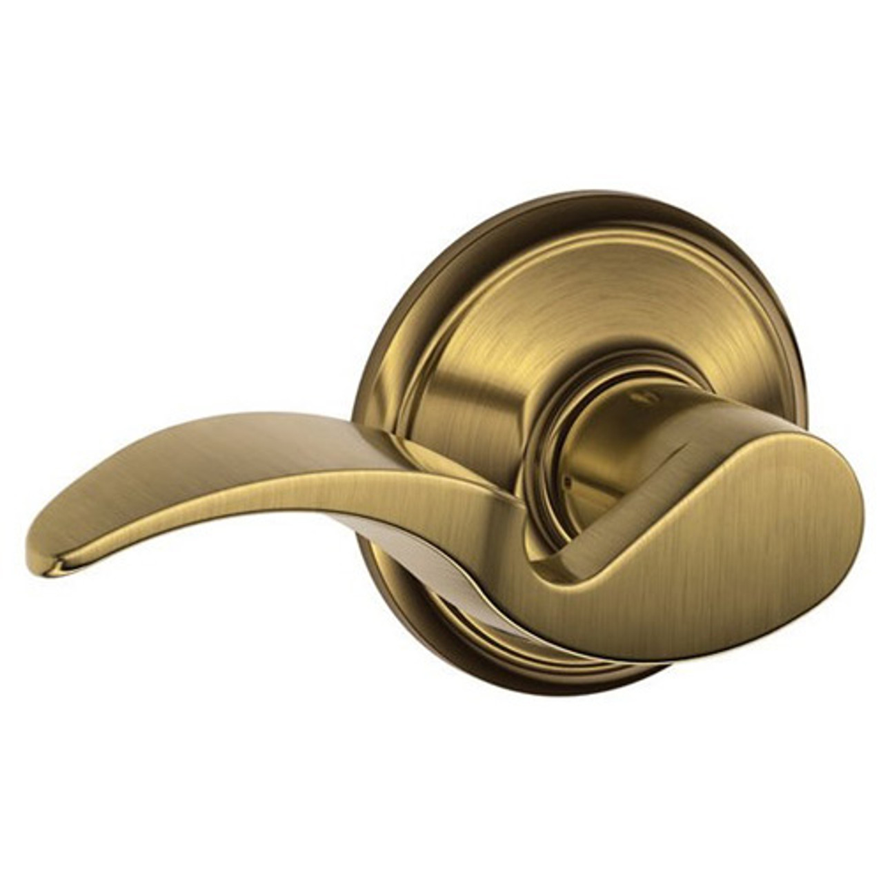 F10-AVA-609 Schlage F Series - Avanti Lever style with Passage Lock Function in Antique Brass