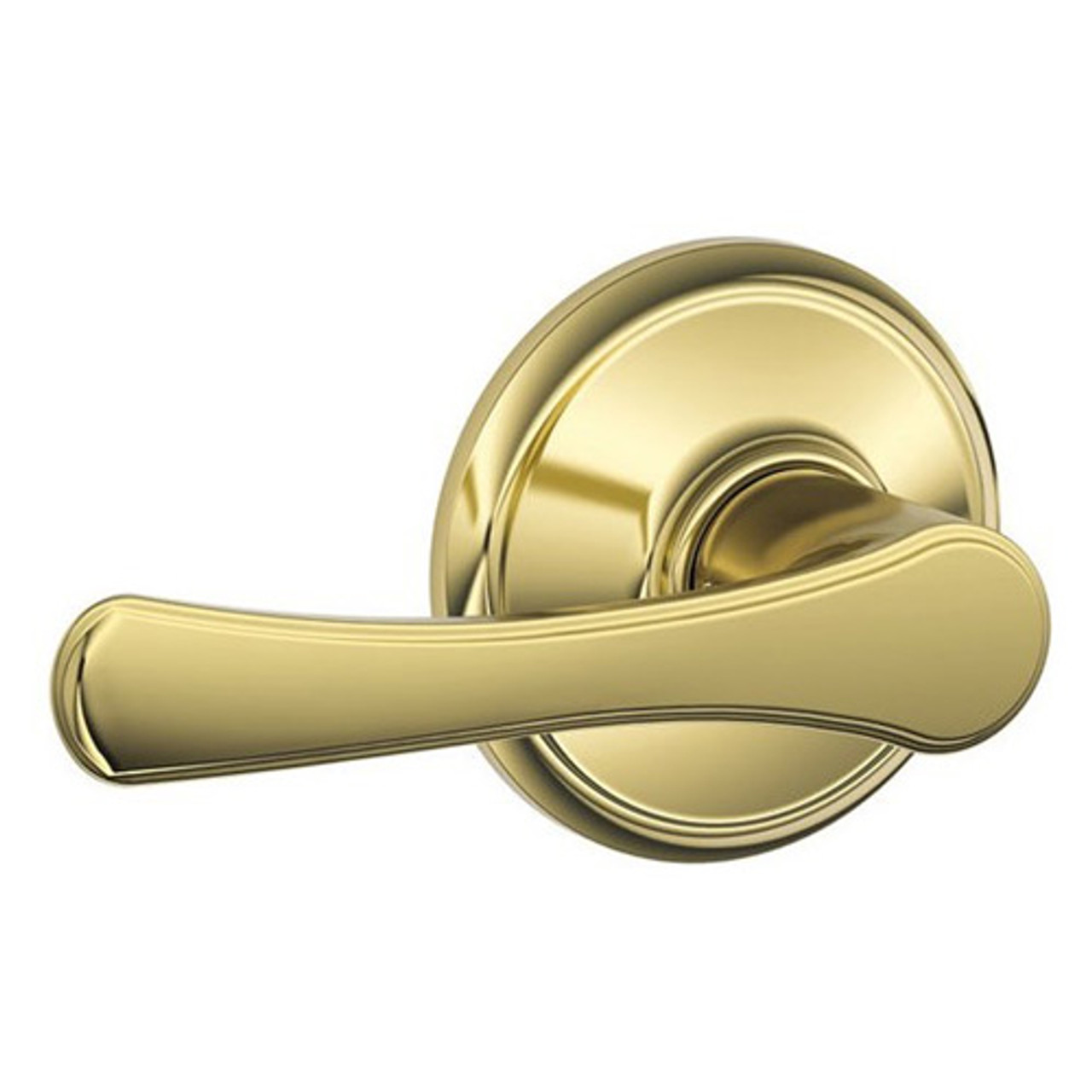 F10-VLA-605 Schlage F Series - Avila Lever style with Passage Lock Function in Bright Brass