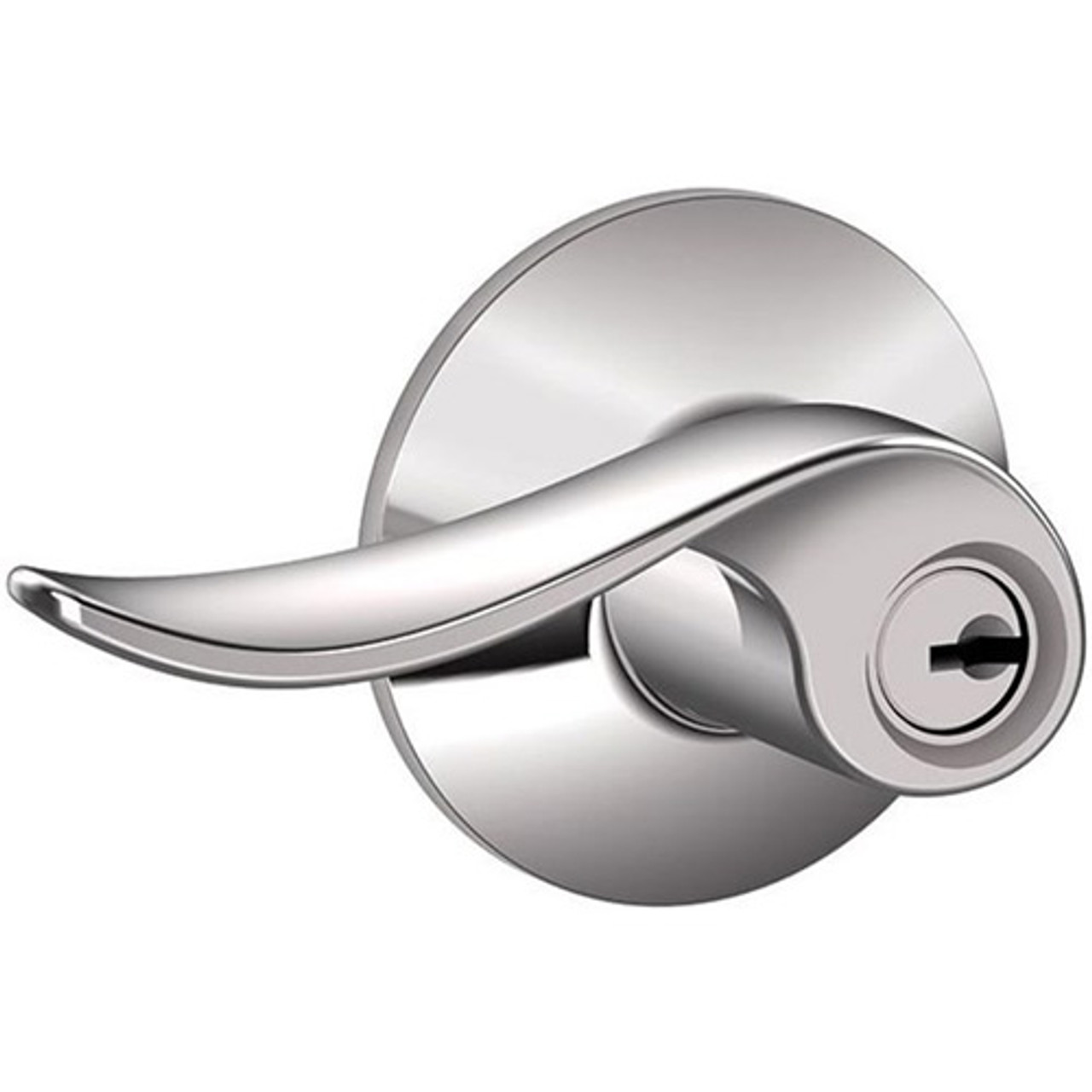 F51A-SAC-625 Schlage F Series - Sacramento Lever style with Keyed Entrance Lock Function in Bright Chrome