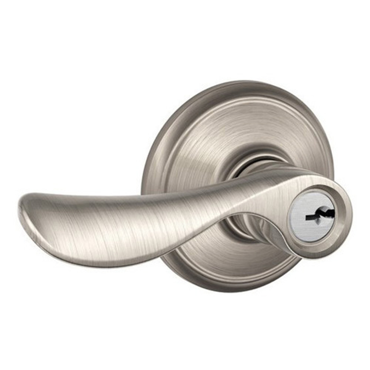 F80-CHP-LH-619 Schlage F Series - Champagne Lever style with Storeroom Lock Function in Satin Nickel