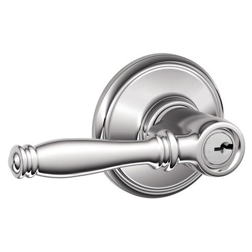 F51A-BIR-625 Schlage F Series - Birmingham Lever style with Keyed Entrance Lock Function in Bright Chrome