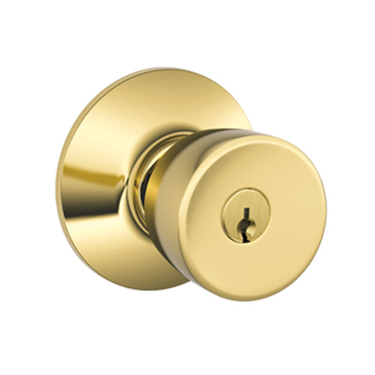 F80-BEL-605 Schlage F Series - Knob Bell Style with Storeroom Lock Function in Bright Brass