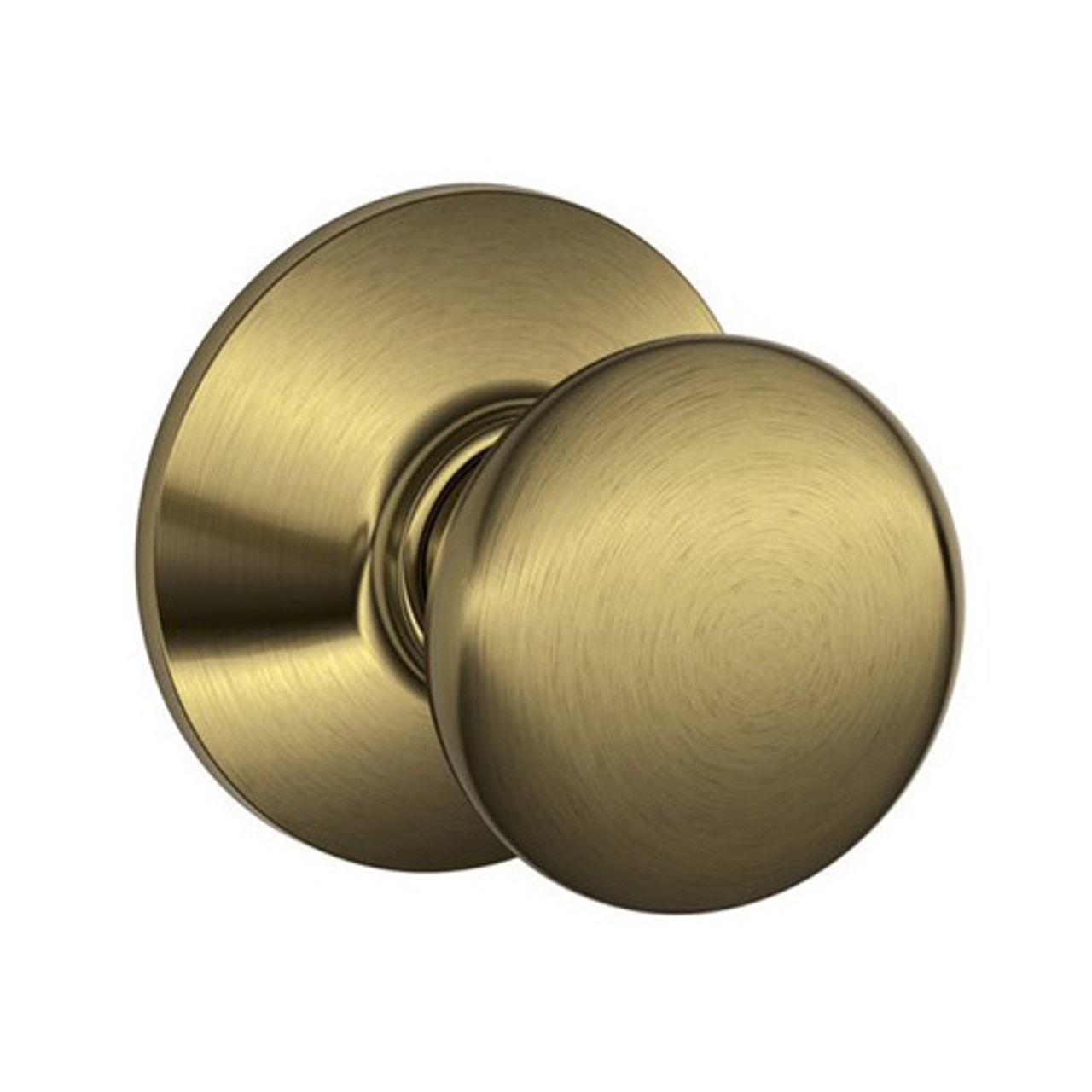 F170-PLY-609 Schlage F Series - Knob Plymouth Style with Single Dummy Trim Function in Antique Brass